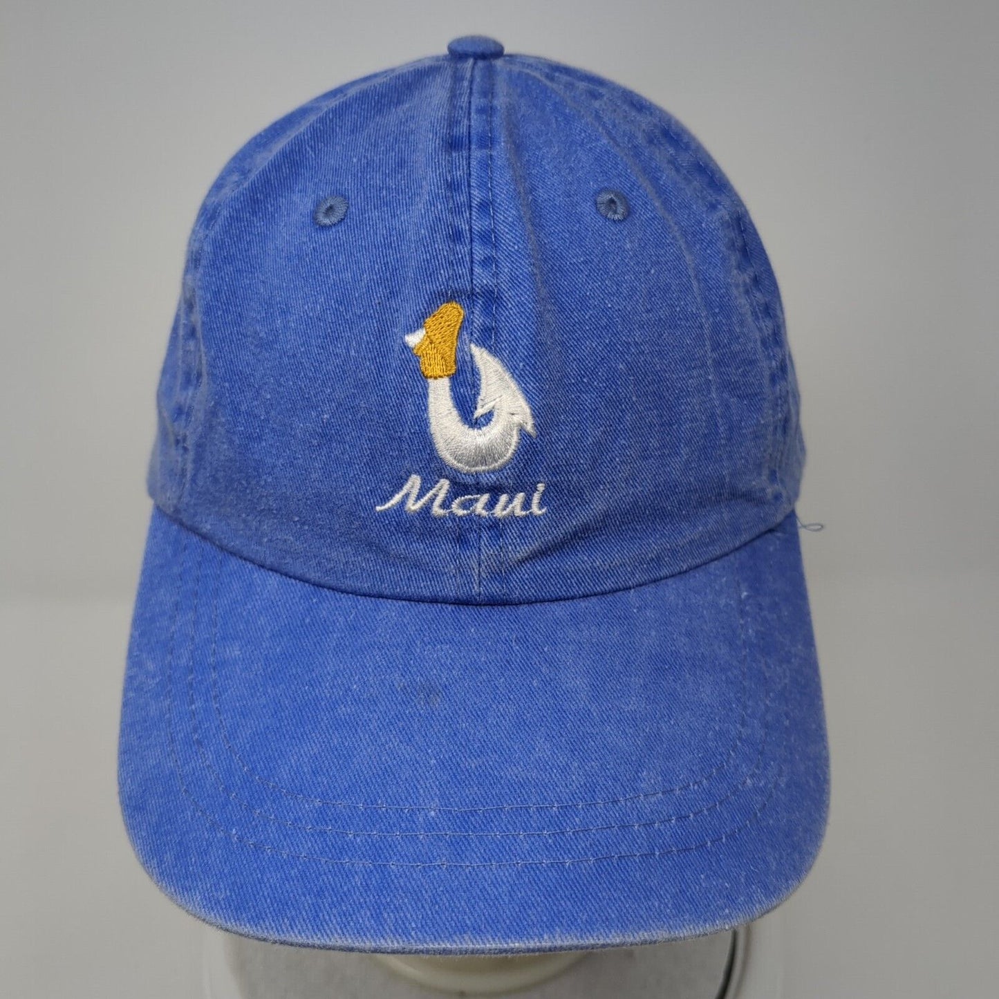 Maui Slideback Hat Blue One Size Adjustable Embroidered 6 Panel Denim Cotton