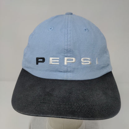 Pepsi Strapback Hat Blue OSFA Adjustable Embroidered Colorblock 6 Panel
