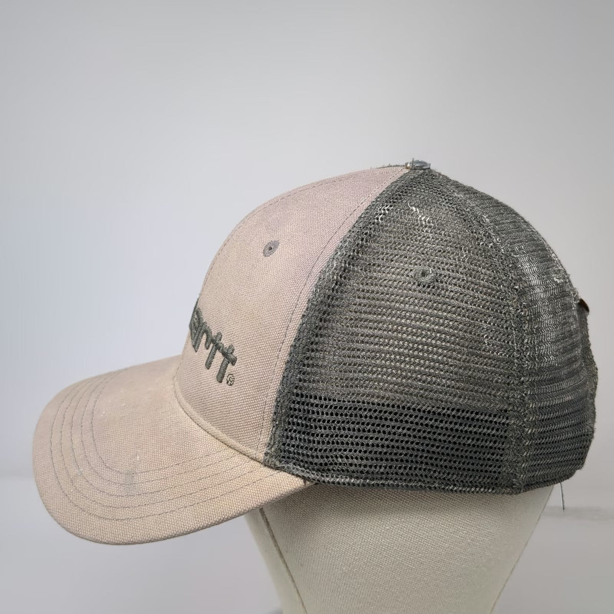 Carhartt Trucker Hat Gray One Size Snapback Mesh Logo Canvas Work Hat