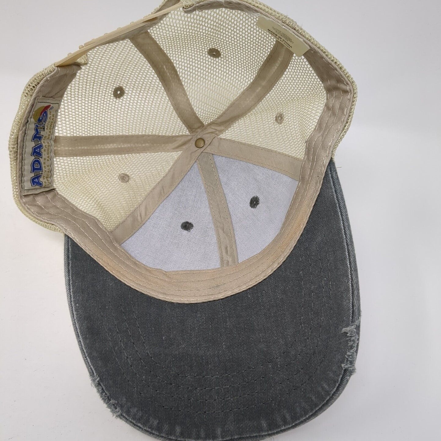 Adams Snapback Trucker Hat Gray One Size Adjustable Distressed Mesh Back Blank