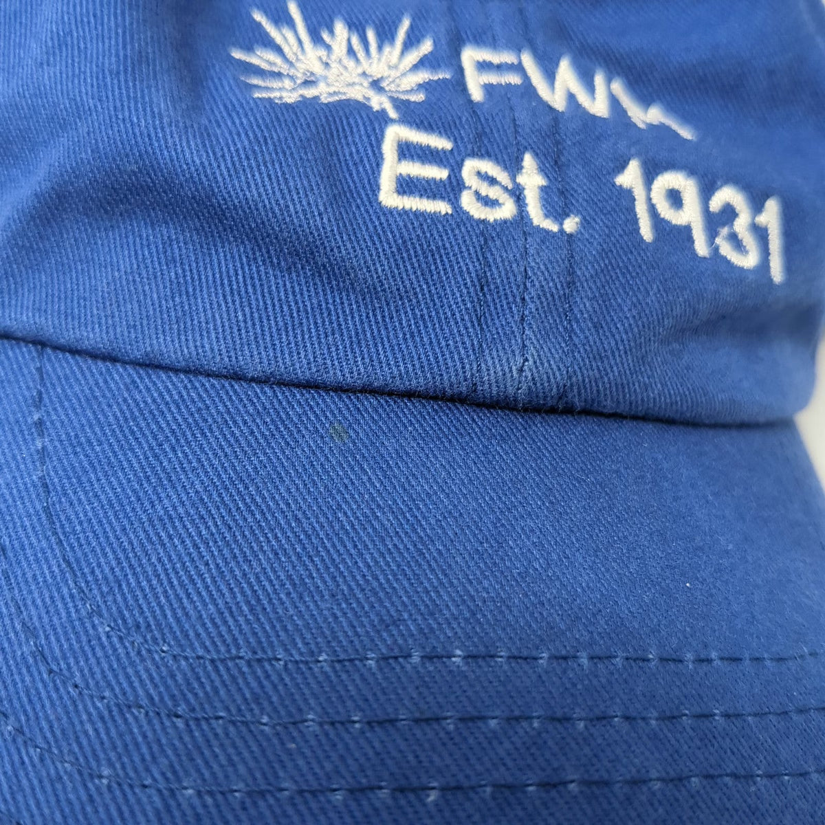 Baseball Cap Blue One Size FWM Est 1931 Embroidered Logo Cotton Slideback Hat