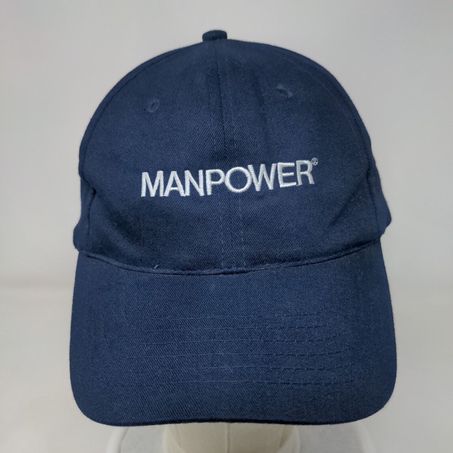 Manpower Slideback Hat Blue One Size Adjustable Embroidered 6 Panel