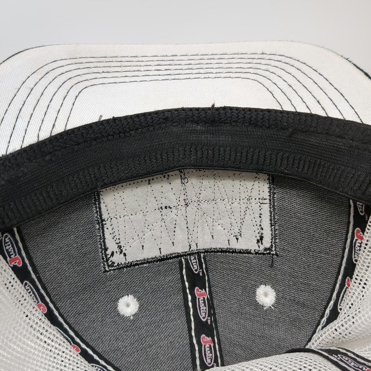 Justin Trucker Hat Black One Size Thin Blue Red Green Line Flag Mesh Snapback
