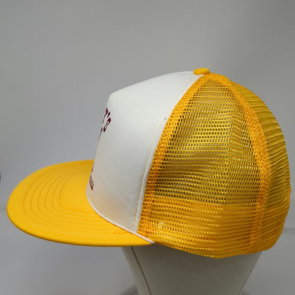 Yellow Trucker Hat Hobey's Pizza Sun Valley Nevada Snapback Foam Mesh Vintage