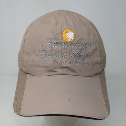 Unbranded Men's Strapback Hat Tan Adjustable Mesh Embroidered Rivera Maya Logo