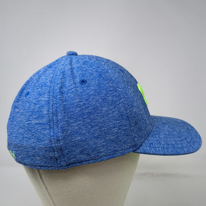 Under Armour Baseball Cap Blue XL Stretch Fit Heathered Neon Yellow Logo Hat