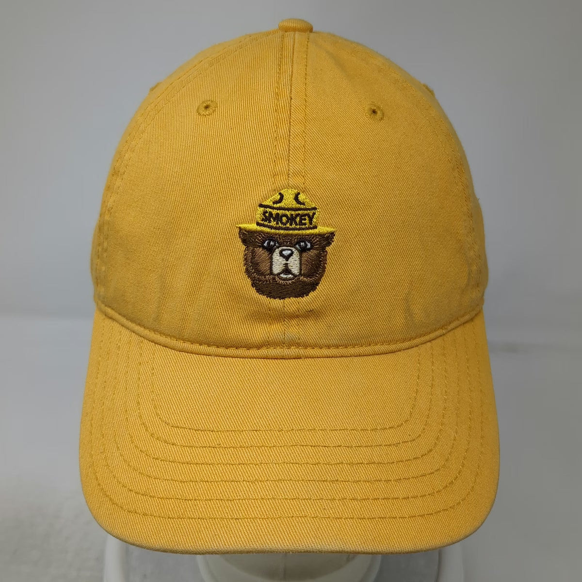 MAD Engine Smokey Bear Baseball Cap Yellow One Size Cotton Slideback Hat