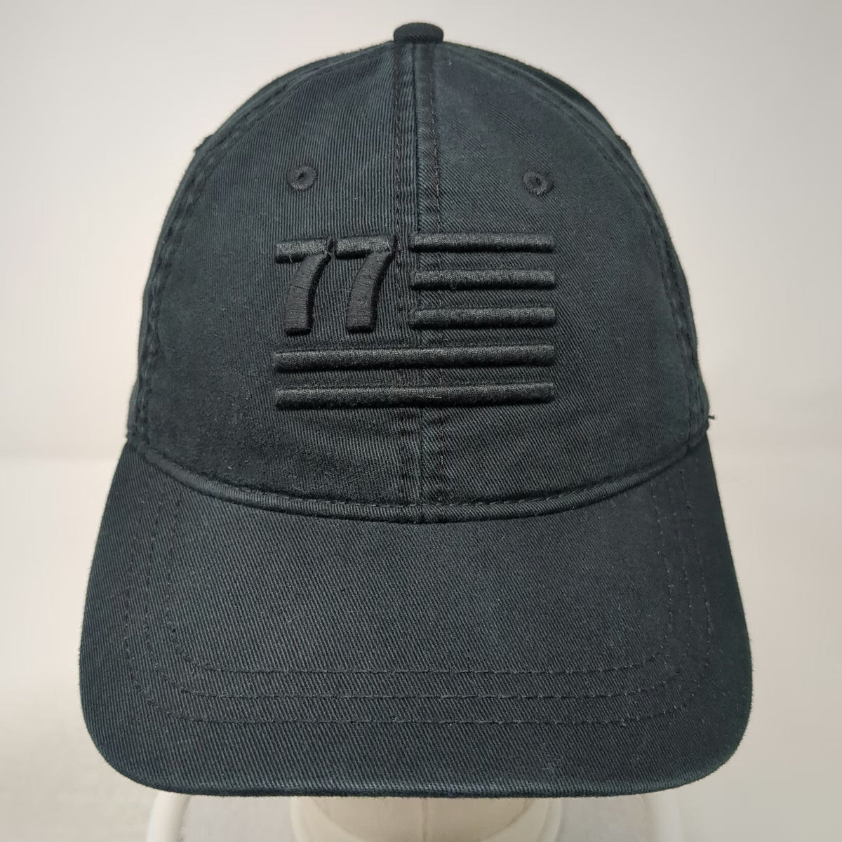 American Eagle Baseball Cap Black One Size Adjustable 77 Flag Logo Cotton Hat