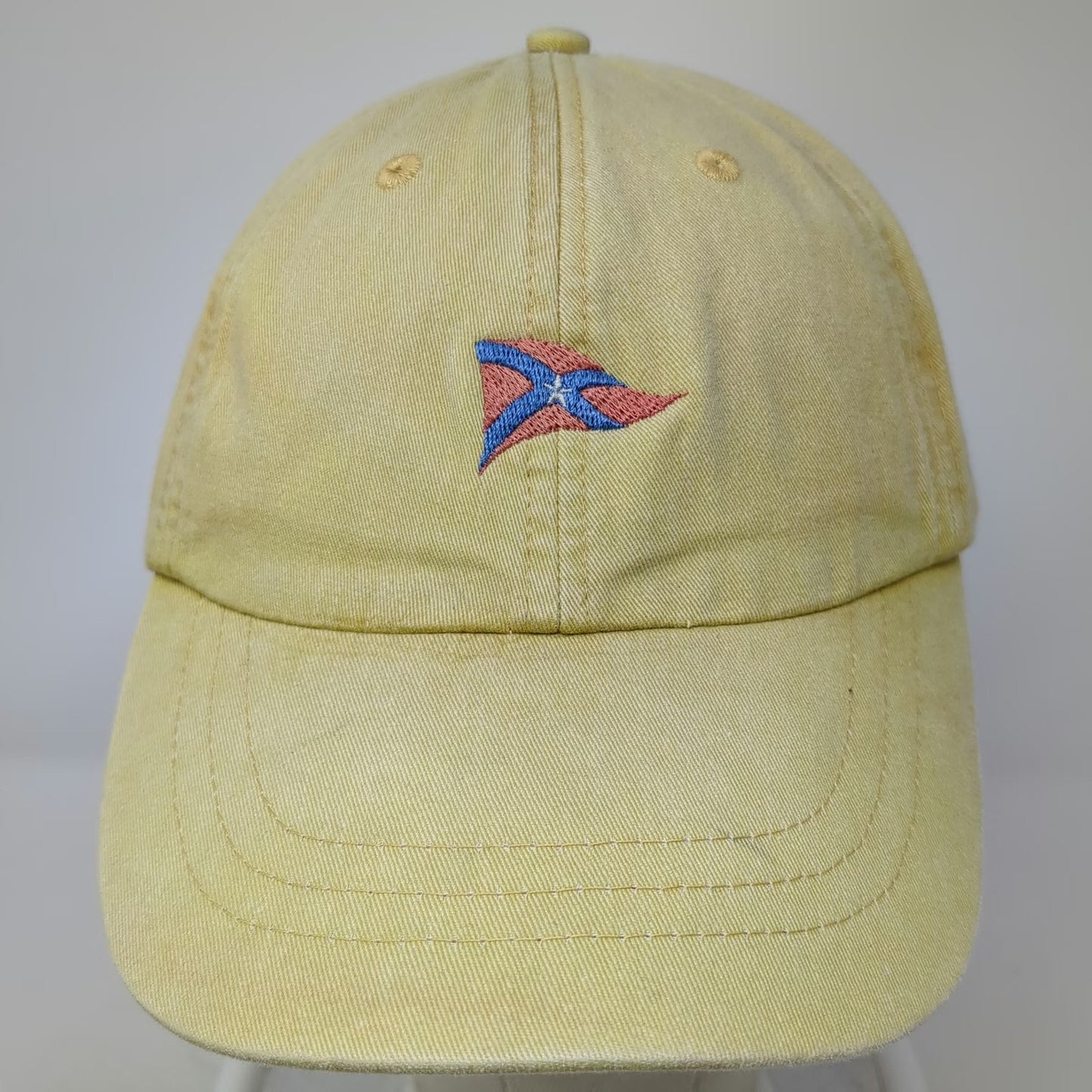 Adams Baseball Cap Yellow One Size Leather Strapback Nautical Burgee Flag Hat