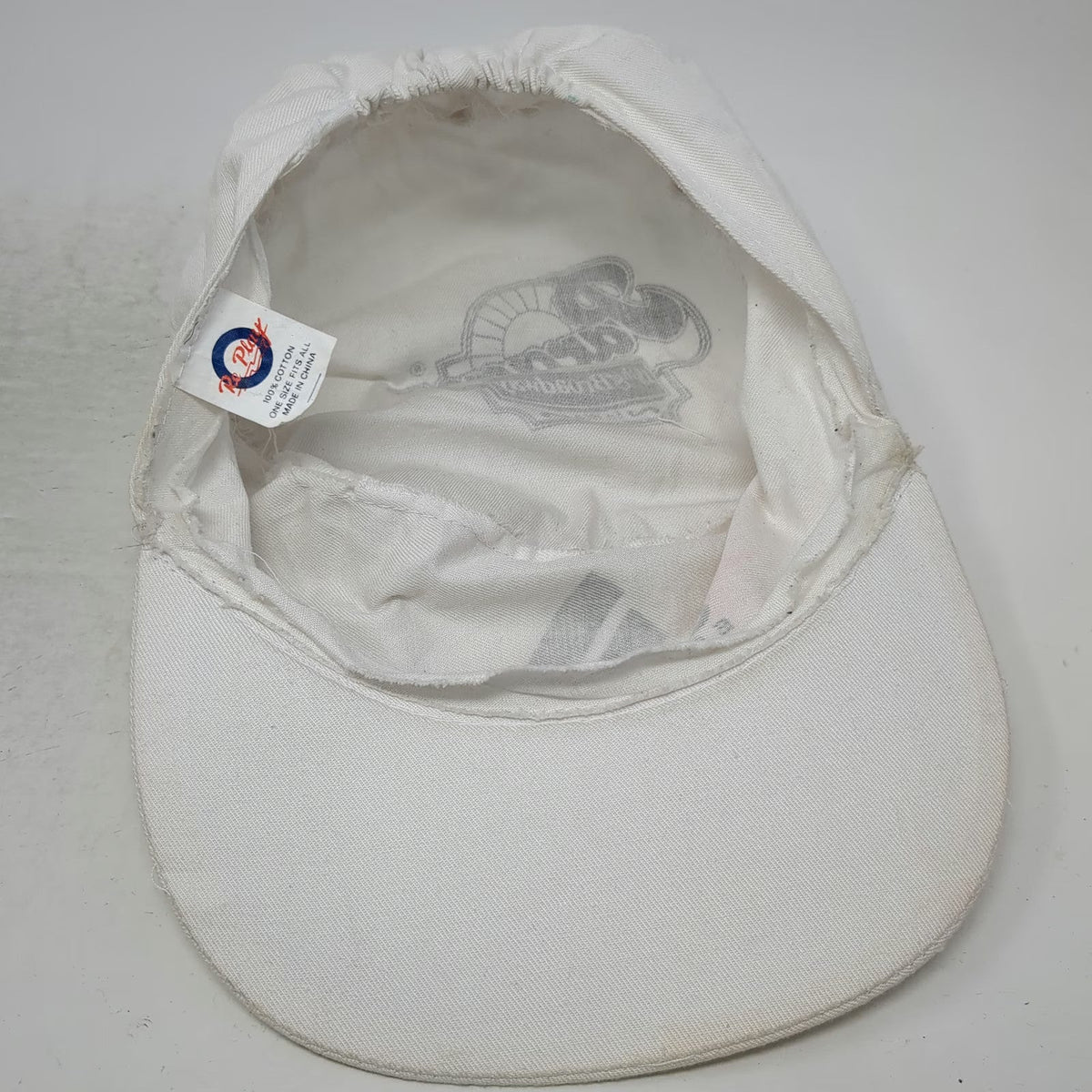 Adidas Army Cap White One Size Equipment Logo Elastic Back Flat Brim 3 Panel Hat