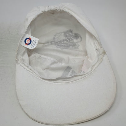 Adidas Army Cap White One Size Equipment Logo Elastic Back Flat Brim 3 Panel Hat