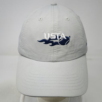 Baseball Cap Gray One Size USTA Member Tennis Flaming Ball Hat Slideback Buckle
