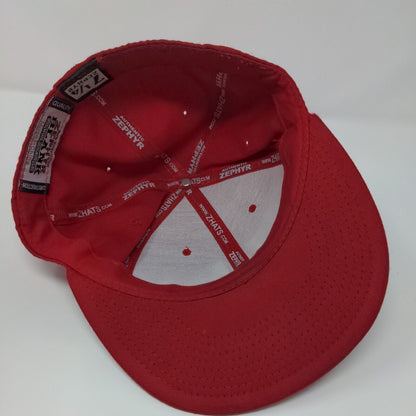 Zephyr Blank Fitted Hat Red 7 1/4 Solid High Crown Vent Holes 6 Panel