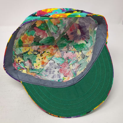 Kromer Baseball Cap Green Yellow Purple 7 3/4 Floral All Over Print Union Made