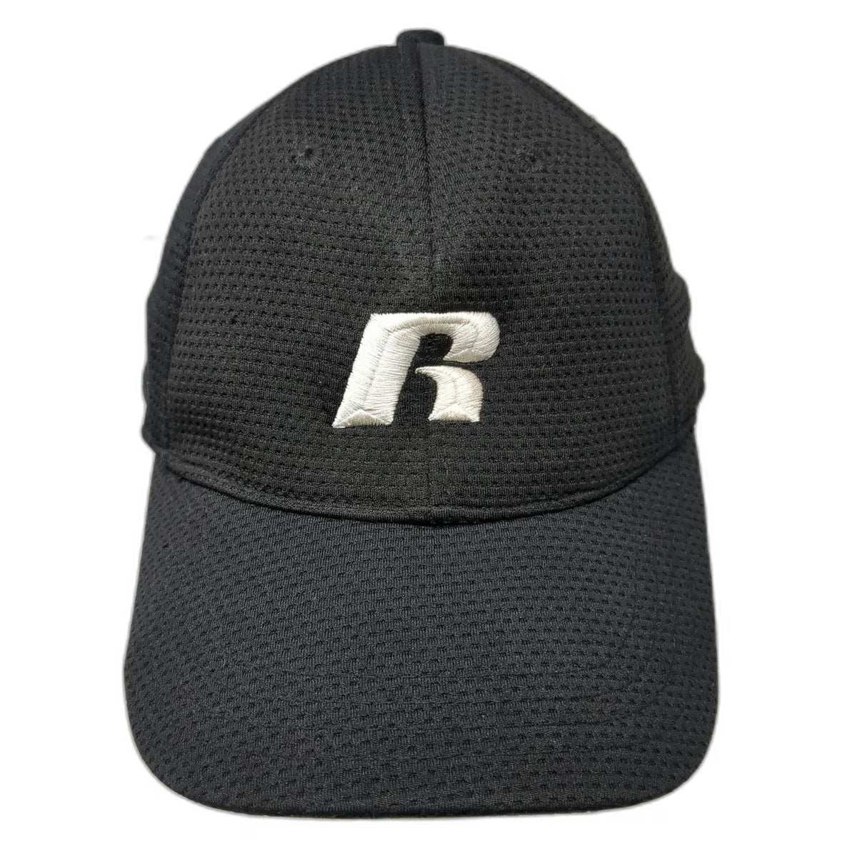 Russell Baseball Cap Black XL Performance Mesh Athletic Elastic Fitted Hat