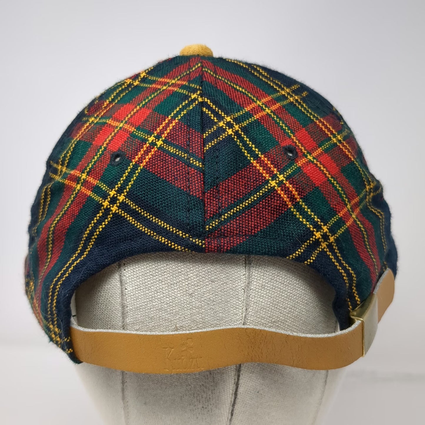 Kudzu Baseball Cap One Size Blue Yellow Red Green Plaid Suede Leather Strap Hat