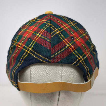 Kudzu Baseball Cap One Size Blue Yellow Red Green Plaid Suede Leather Strap Hat