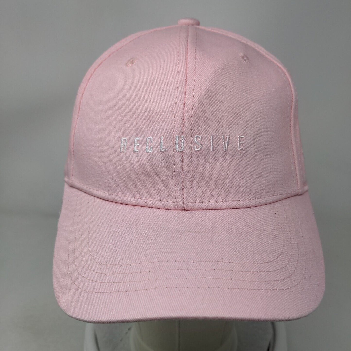 Reclusive Slideback Hat Pink Size M Embroidered Spell Out 100% Cotton