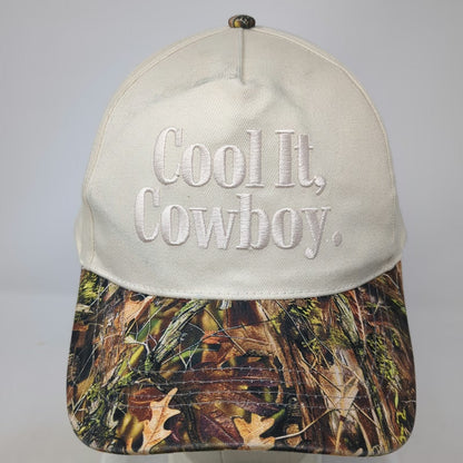 David and Young 5 Panel Beige Camo OSFM Cool It Cowboy Snapback Flat Brim Hat