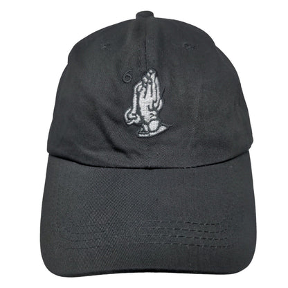 Unbranded Men's Slideback Hat Black Adjustable Embroidered Prayer Hands Logo