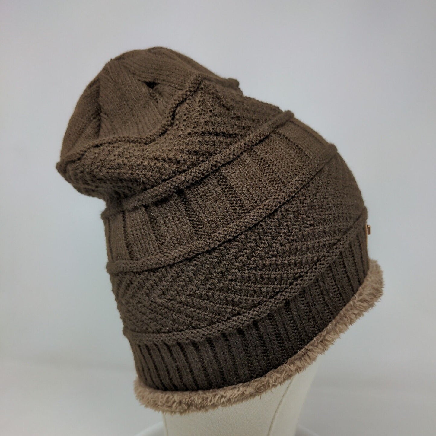 Hindawi Men's Knit Beanie Cap Hat Cable Knit Brown W/Tags 100% Acrylic