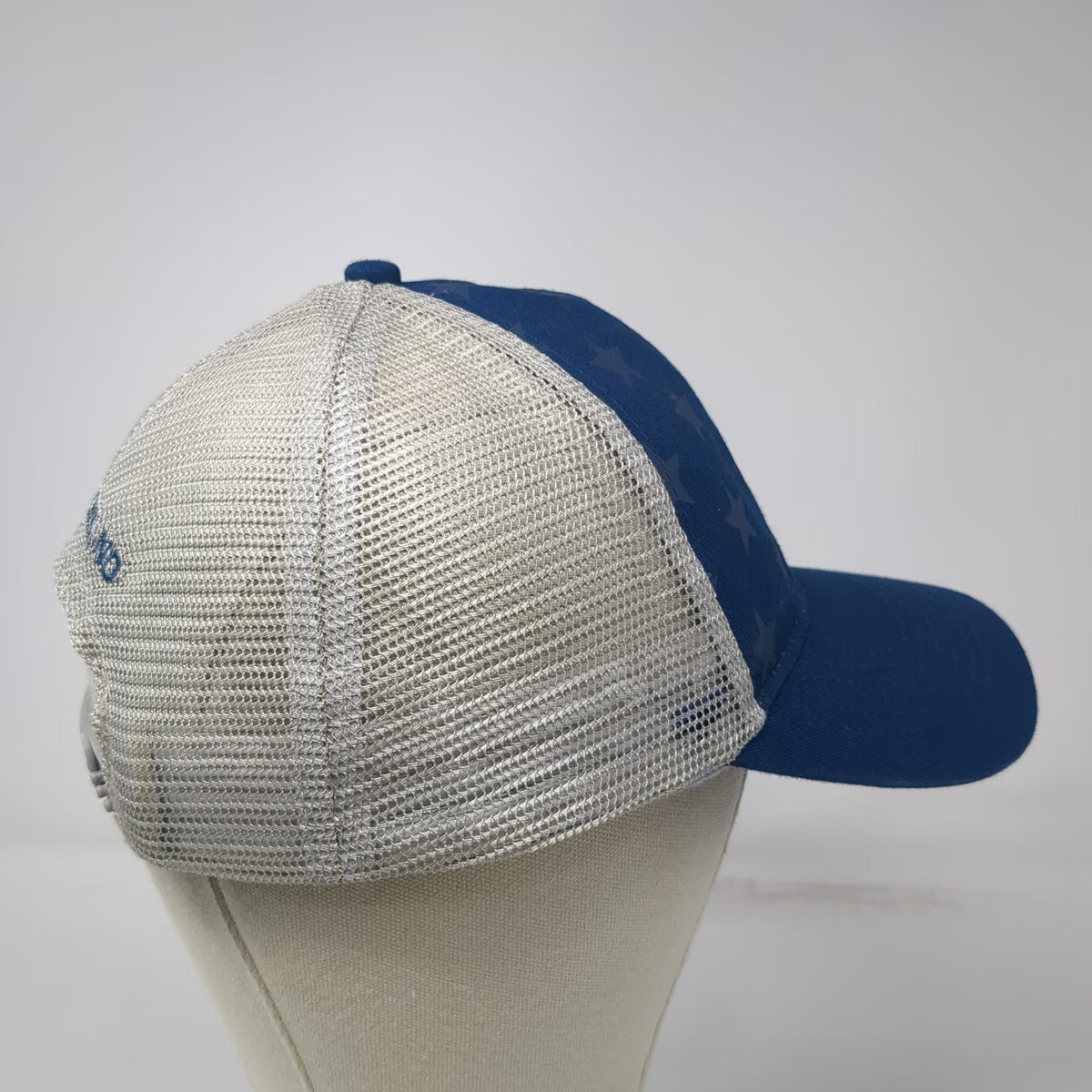 Trucker Hat Blue One Size Snapback Mesh USA Flag Jamestown ND Stars Agri-Cover
