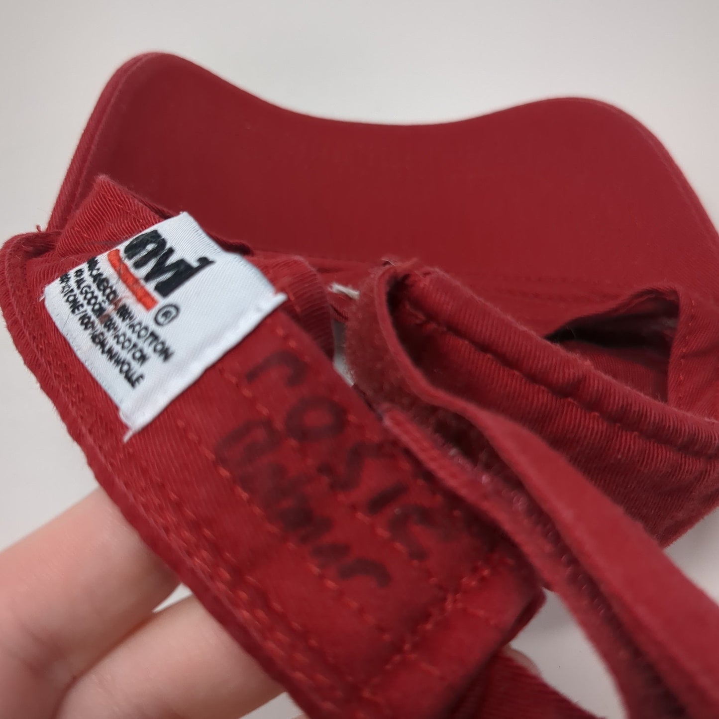 SJM Sun Visor Cap Red One Size Adjustable Strap Lightweight Embroidered Anvil