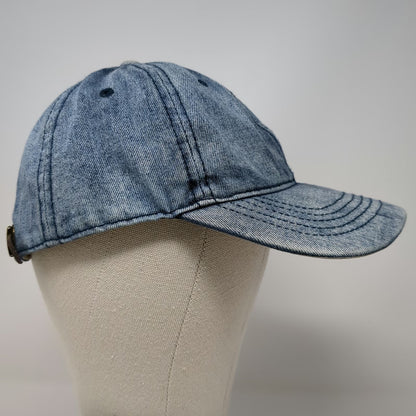 Baseball Cap Blue One Size Acid Wash Denim Strapback Adjustable Curved Brim Hat
