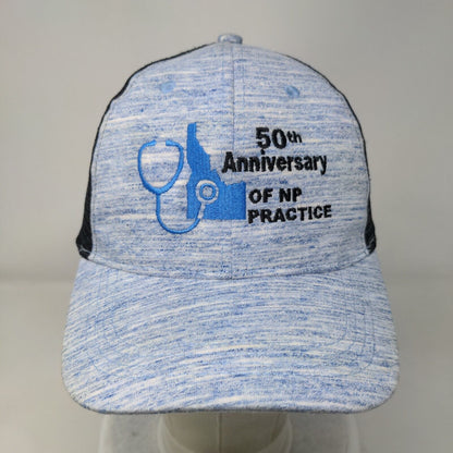 50th Anniversary Of NP Practice Strapback Trucker Hat Blue One Size Mesh Back