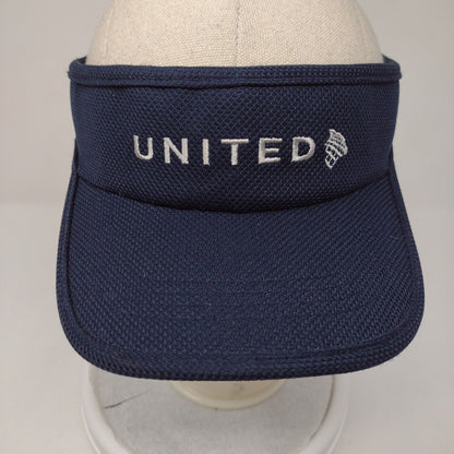 United Strapback Sun Visor Cap Blue OSFA Adjustable Embroidered Lightweight