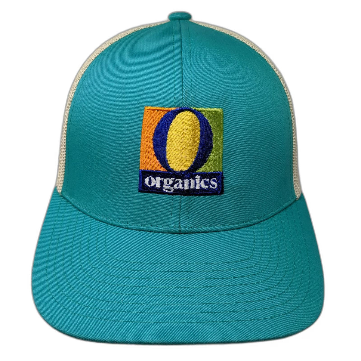 Pacific Headwear Trucker Hat Blue Beige One Size Organics Patch Mesh Snapback