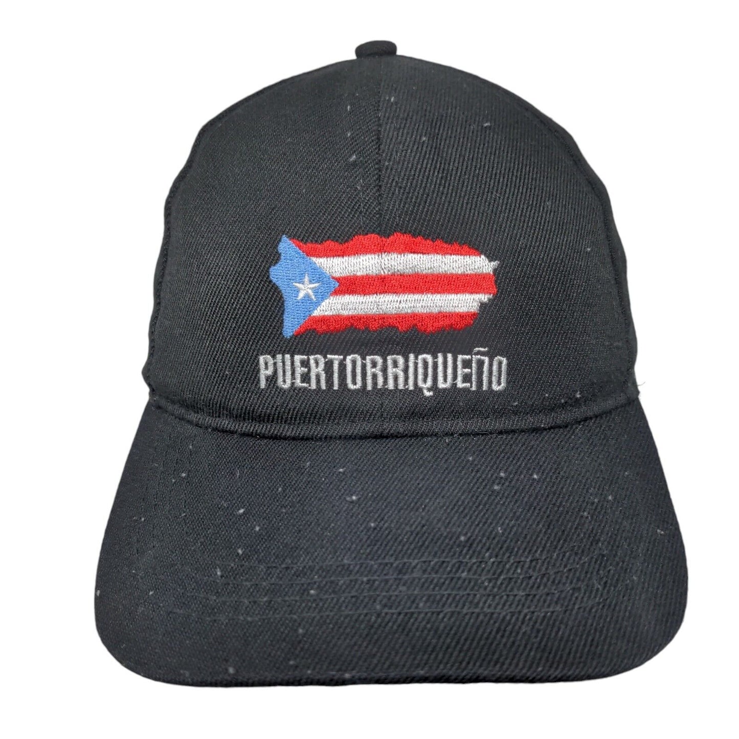 Puertorriqueño Strapback Hat Black One Size Embroidered Vent Holes