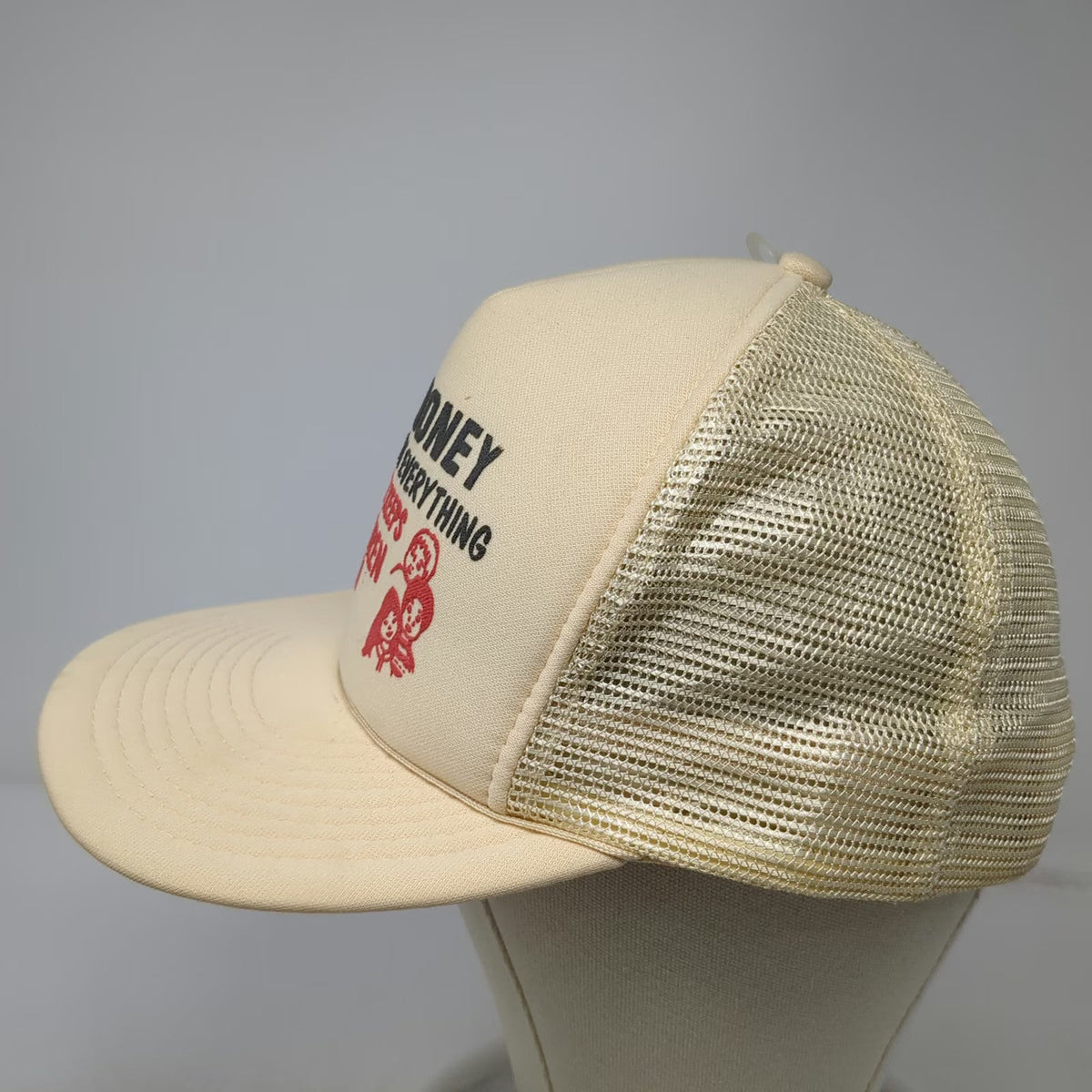 Speedway Trucker Hat Beige One Size Mesh Back Snapback Money Graphic
