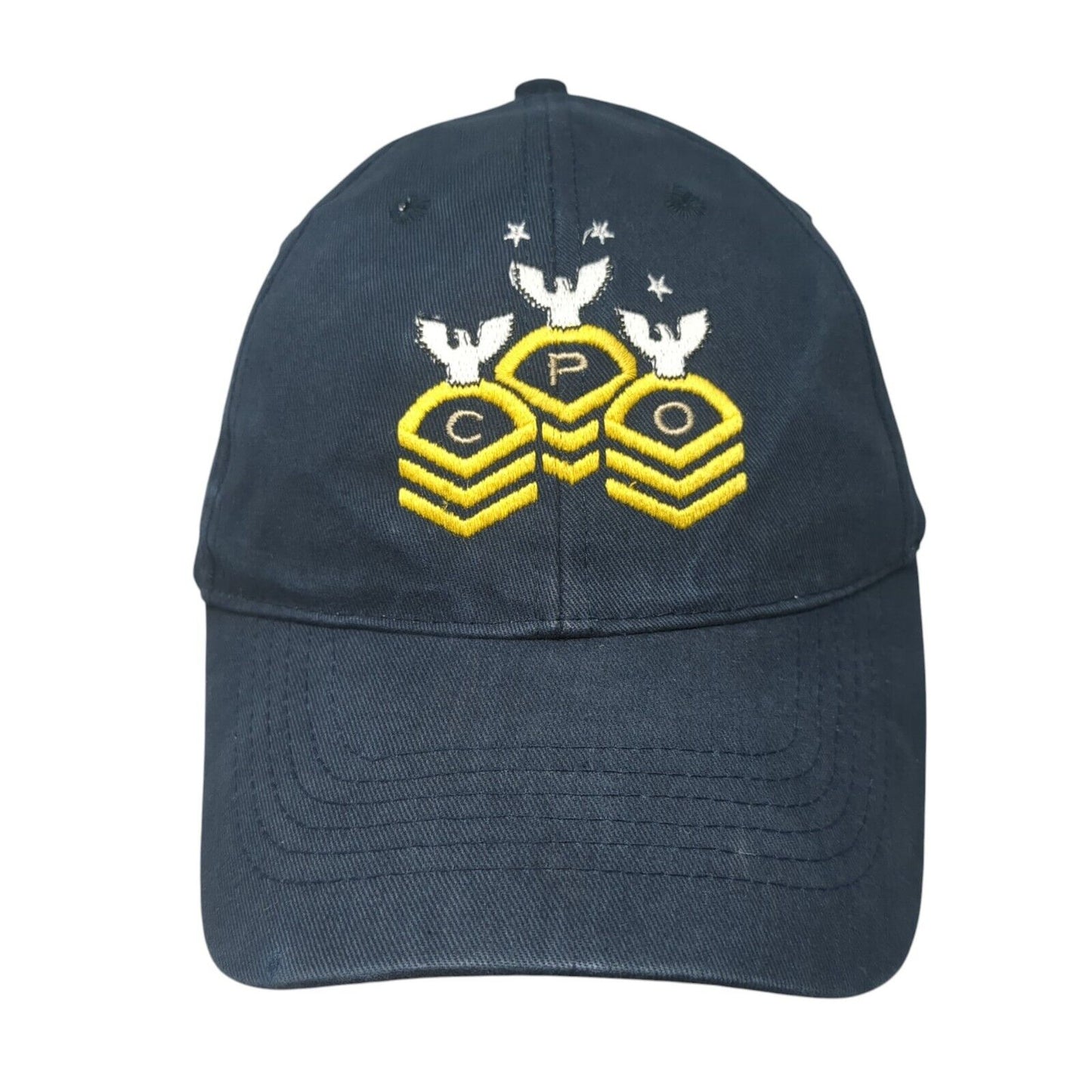 CPO Chevron Strapback Hat Blue OS Adjustable Embroidered 6 Panel Eagle Crest