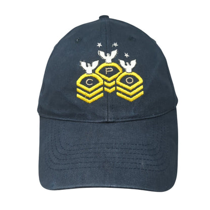 CPO Chevron Strapback Hat Blue OS Adjustable Embroidered 6 Panel Eagle Crest