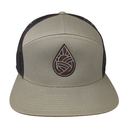 Richardson Snapback Trucker Hat Brown One Size Adjustable Embroidered Mesh Back