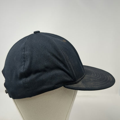 AJD Snapback Black L Nylon Double Knit Blank Hat Plain 6 Panel Adjustable Cap