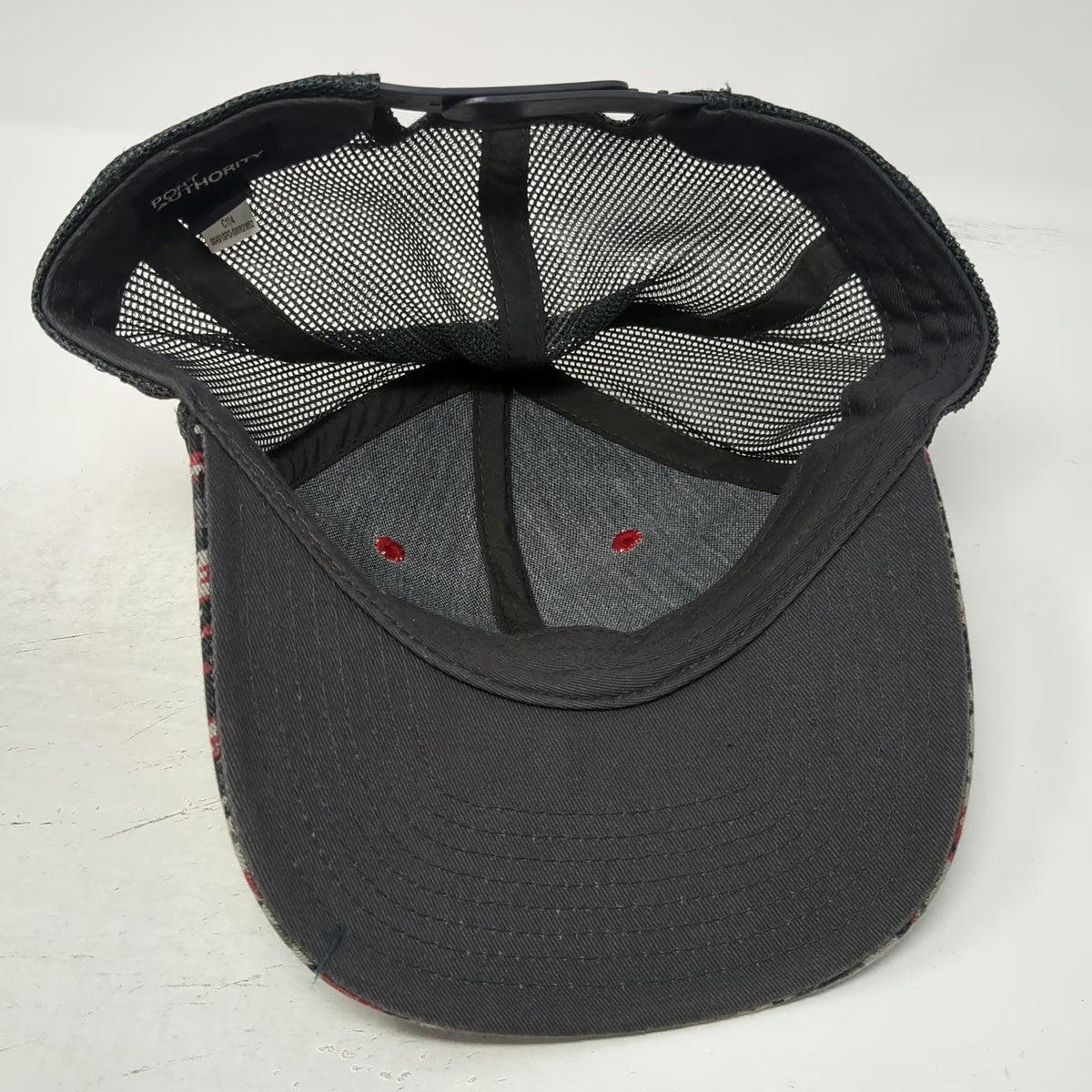 Port Authority Trucker Hat Gray One Size Digital Camo Red Cross Mesh Snapback