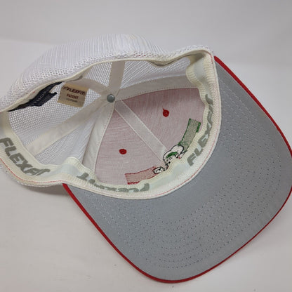 Pizza Guy Fitted Trucker Hat Red S/M Mesh Back Flexfit Port Authority