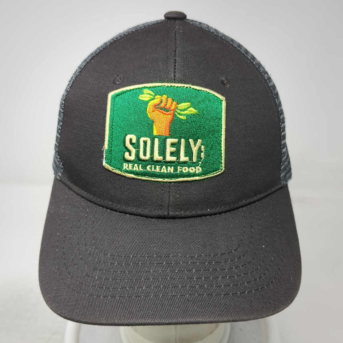 Gray Trucker Hat One Size Solely Real Clean Food Snapback Mesh Embroidered Logo