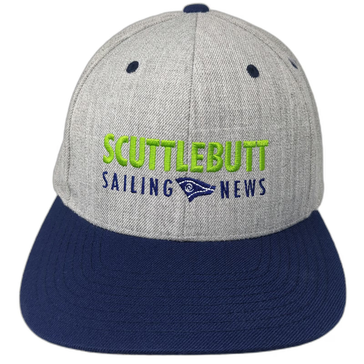 Yupoong Snapback Hat Gray Blue One Size Scuttlebutt Sailing News Flat Brim Green