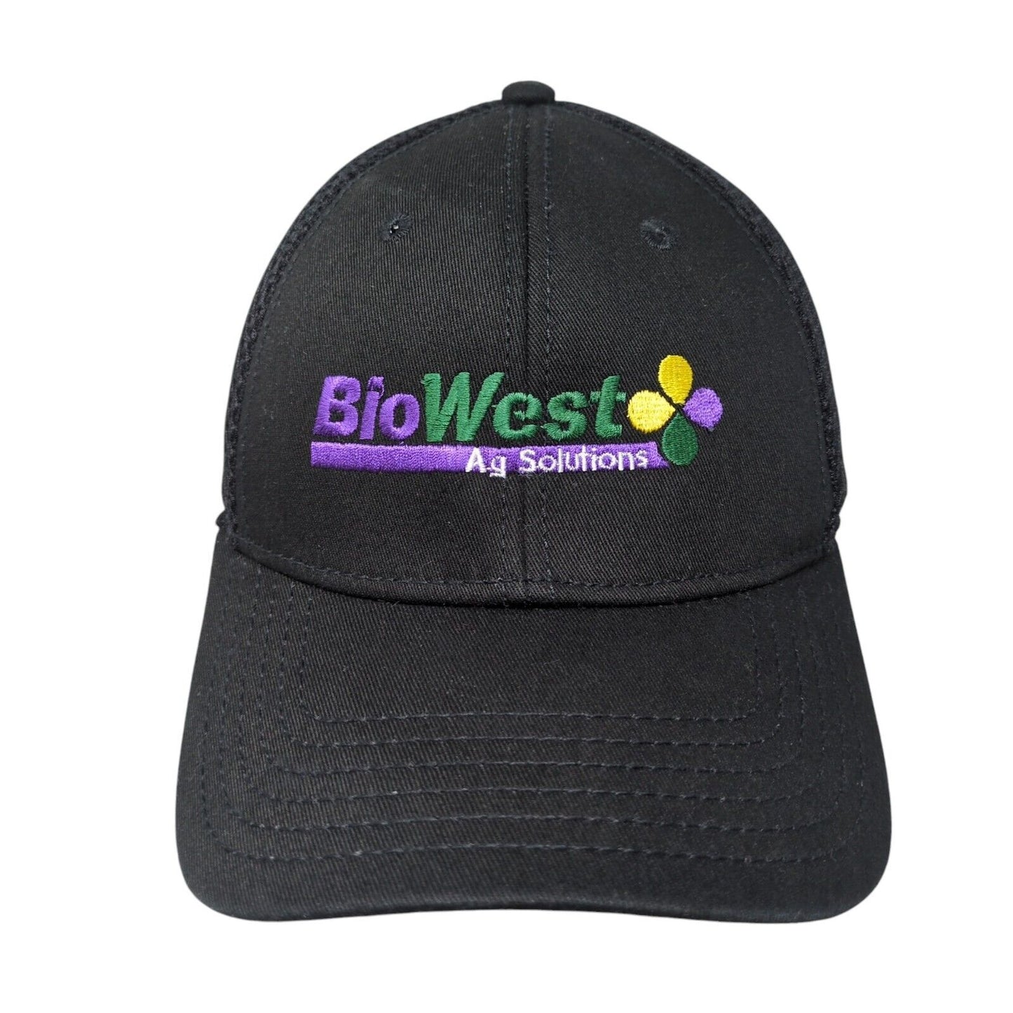 BioWest Ag Solutions Fitted Mesh Back Hat Black S/M Embroidered A-Flex