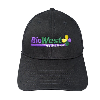 BioWest Ag Solutions Fitted Mesh Back Hat Black S/M Embroidered A-Flex