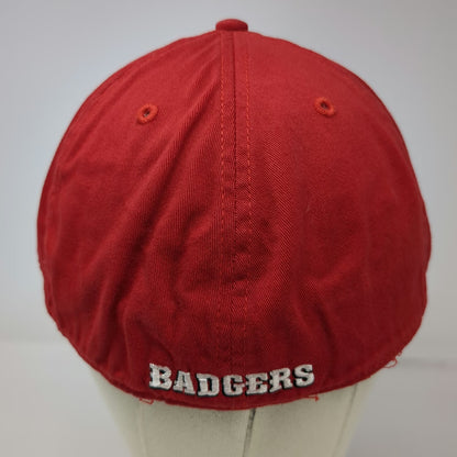 Adidas Wisconsin Badgers NCAA Red XL Baseball Cap Stretch Fit Curved Hat Logo