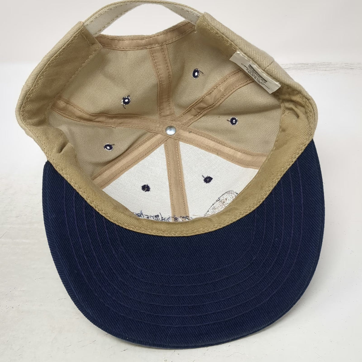 ESKCO GE Aircraft Engines Baseball Cap Beige Blue OSFM Strapback Two Tone Hat