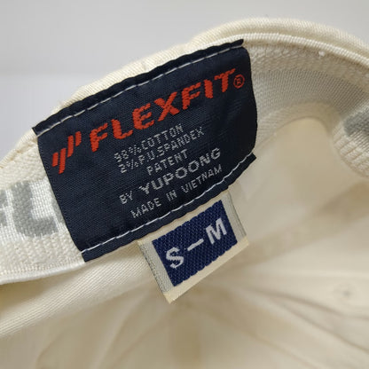Gold's Gym Baseball Cap White M Flexfit Stretch Fit Tonal Logo Weightlifter Hat