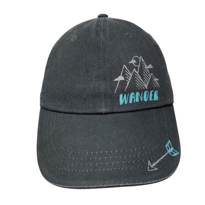 Wander Strapback Hat Gray One Size Adjustable Vented Holes 6 Panel Anvil Cotton