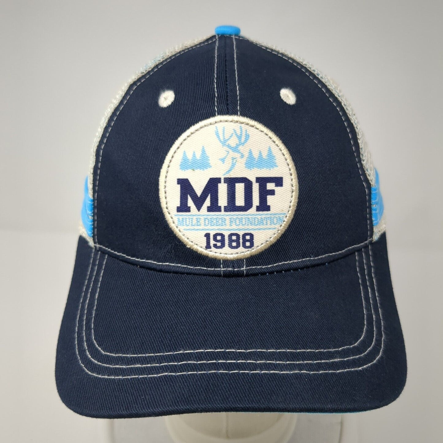 MDF Mule Deer Foundation 1988 Strapback Hat Blue One Size Adjustable Mesh Back