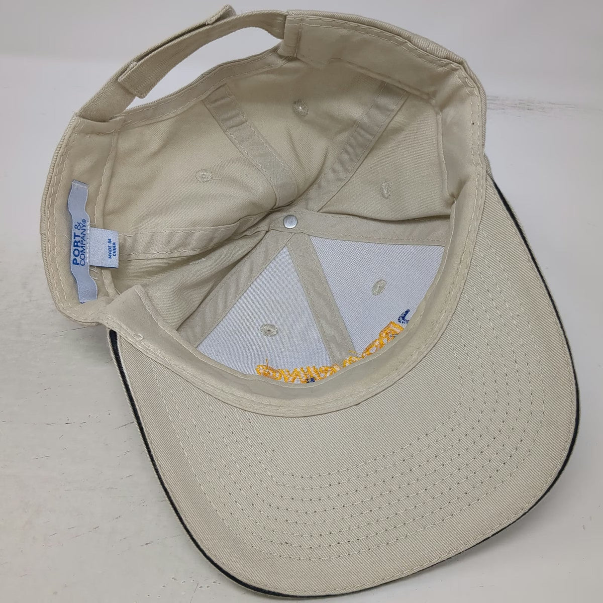 Port & Company Baseball Cap Beige Blue Yellow One Size Strapback Water Park Hat