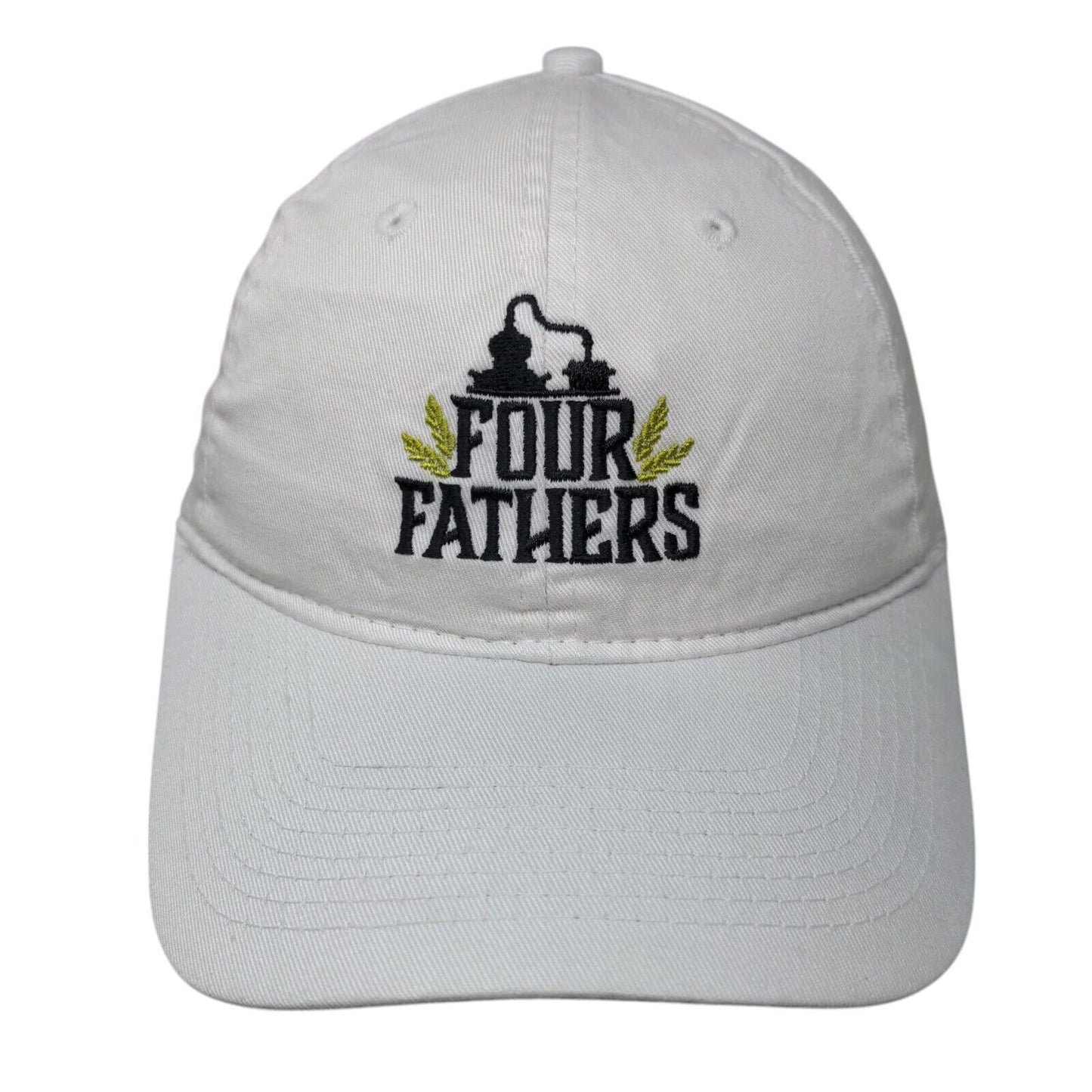 Four Fathers Strapback Hat White One Size Adjustable Embroidered Port & Company